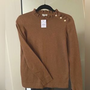 JCrew long sleeve sweater with ruffle detail
